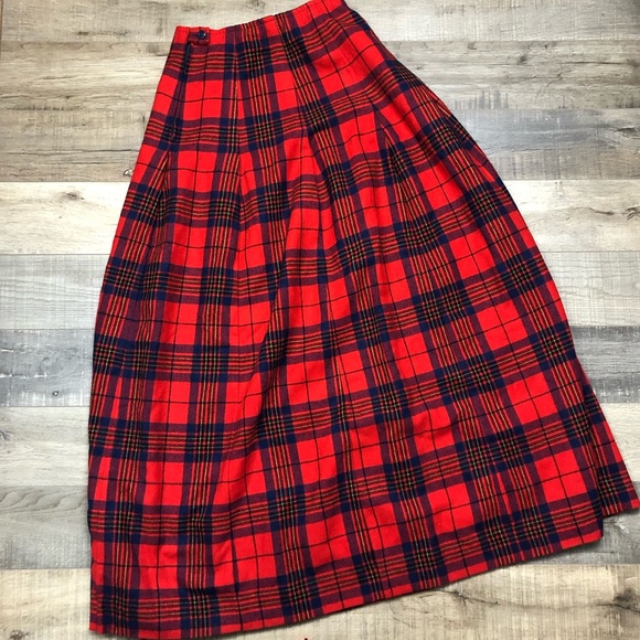 Pendleton Dresses & Skirts - PENDLETON | Vintage Red Plaid Maxi Skirt Wool Fall